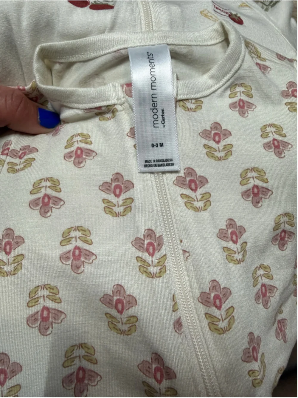 Baby Modern Moments by Gerber Footies 0-3 Months White Red Floral